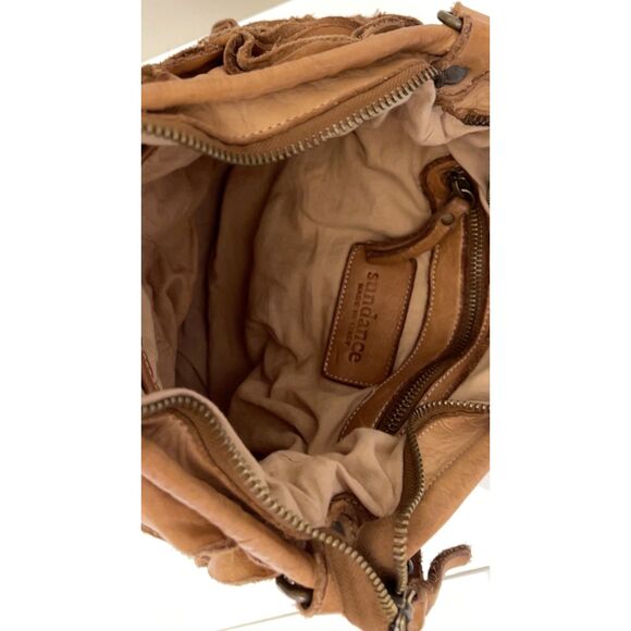 Sundance Italian cognac-colored leather Petola crossbody bag - Picture 4 of 9